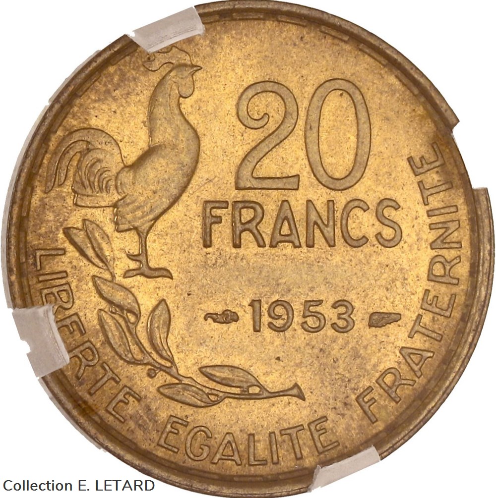 Vingt Francs Guiraud - 4 faucilles monnaies monde france vingt francs guiraud 4 faucilles
