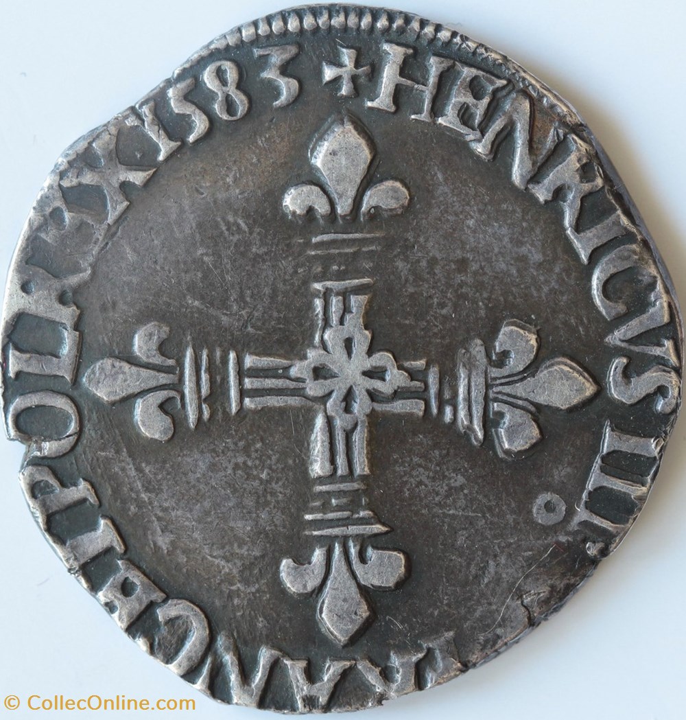Quart d'Ecu - 1583 9 monnaies europe medievale france royales quart ecu 1583 9