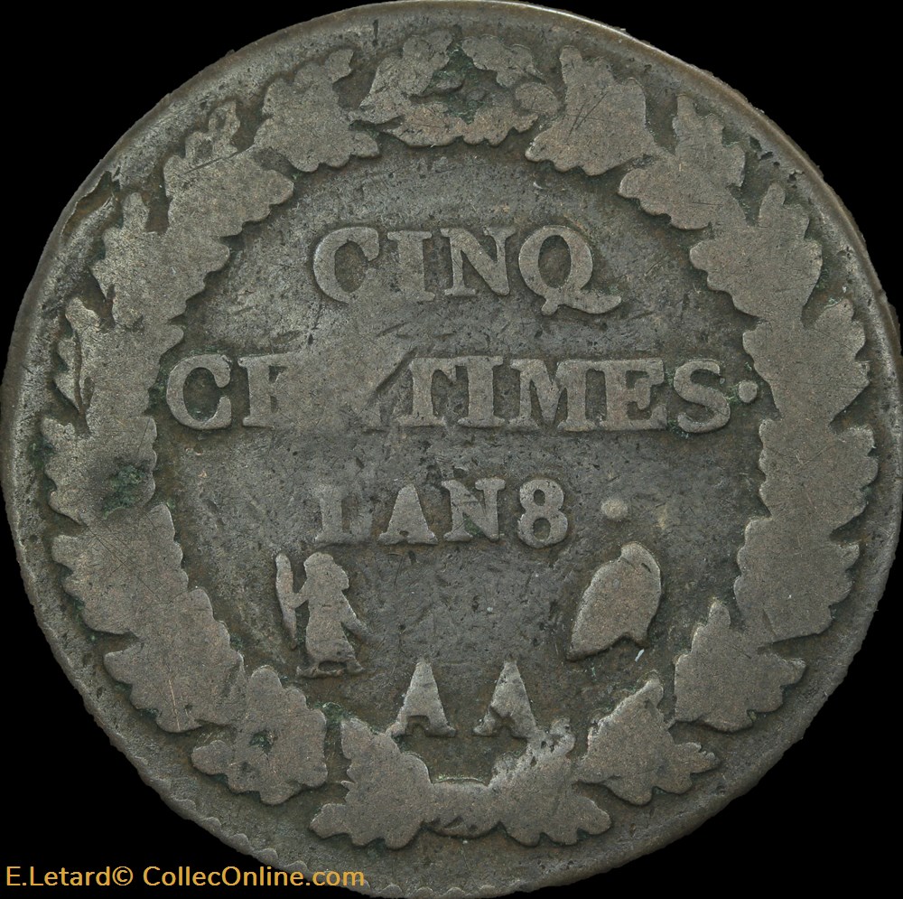 Cinq Centimes - An 8AA monnaies monde france cinq centimes an 8aa