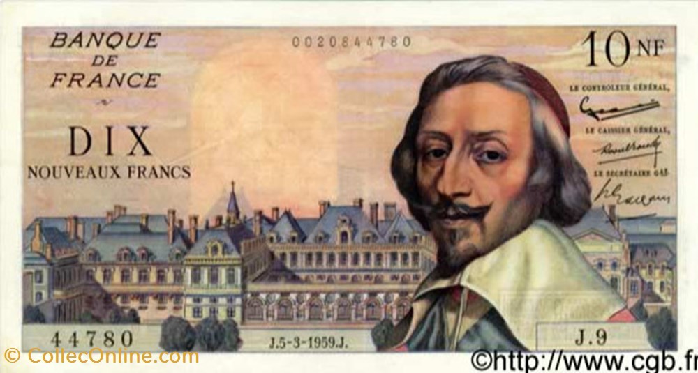 billets 10 nouveaux francs richelieu