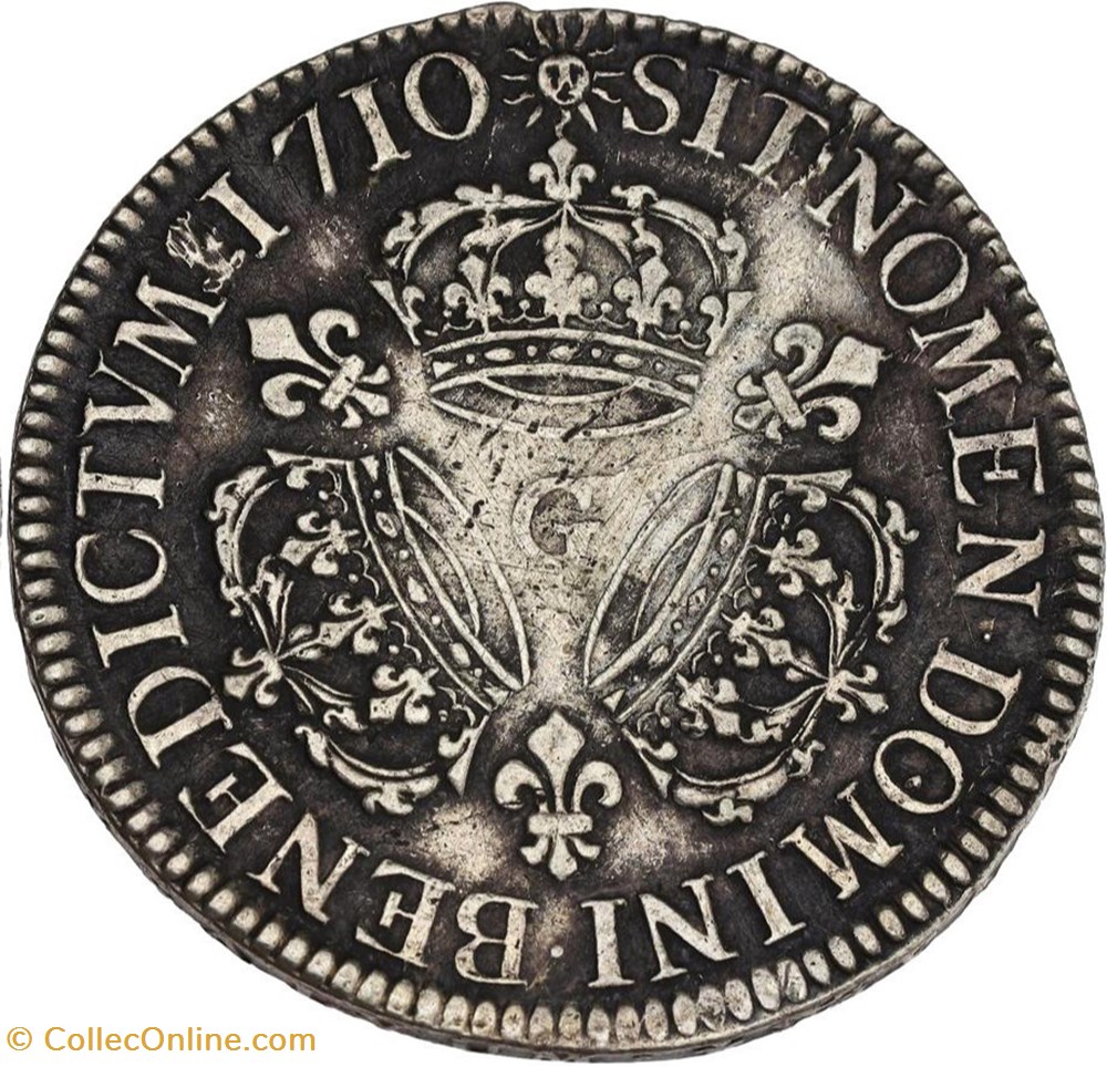 Ecu aux trois couronnes - 1710 G monnaies europe medievale france royales ecu aux trois couronnes 1710 g