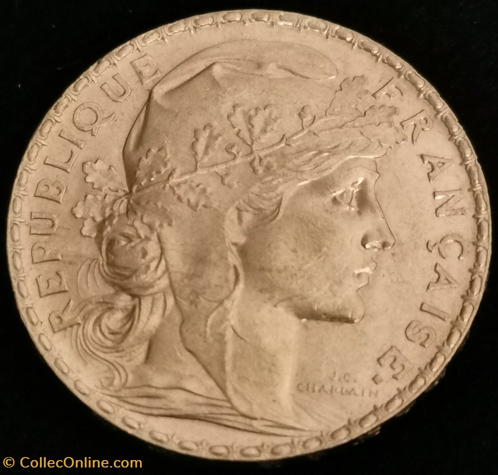 IIIème république - 20 francs Coq tranche Dieu monnaies monde france iiieme republique 20 francs coq tranche dieu