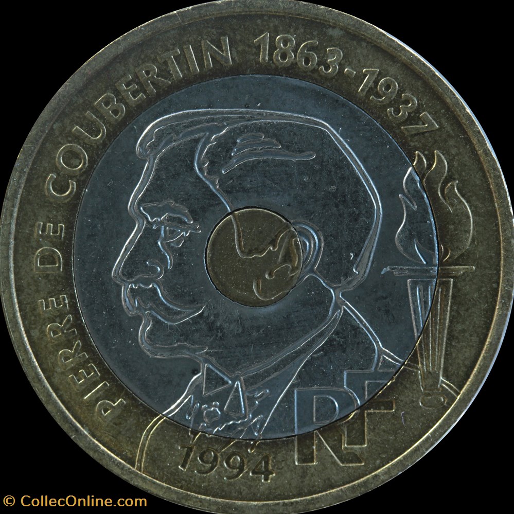 monnaies monde france vingt francs pierre de coubertin