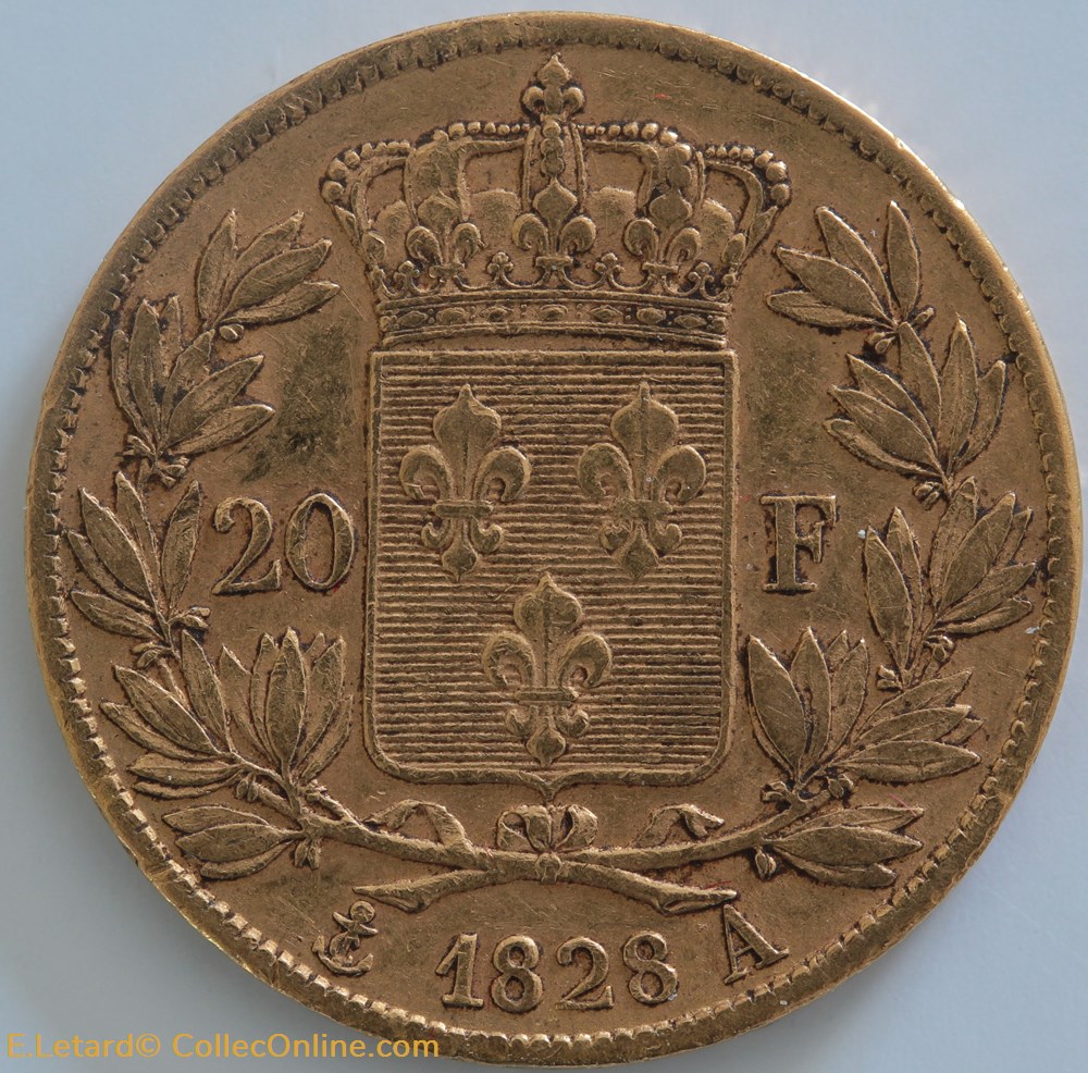 Charles X - 20 Francs - 1828 A monnaies monde france charles x 20 francs 1828 a