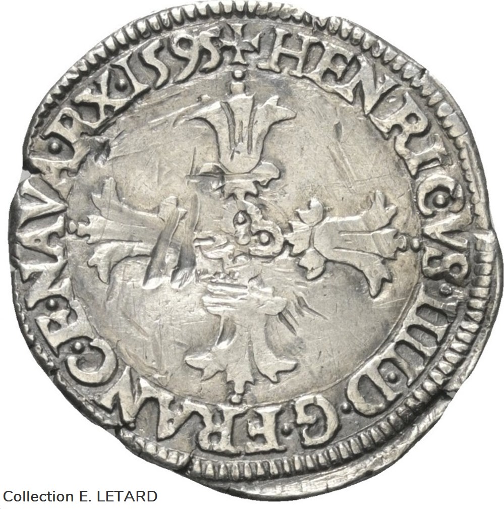 monnaies europe medievale a france royales huitieme ecu 1595 l