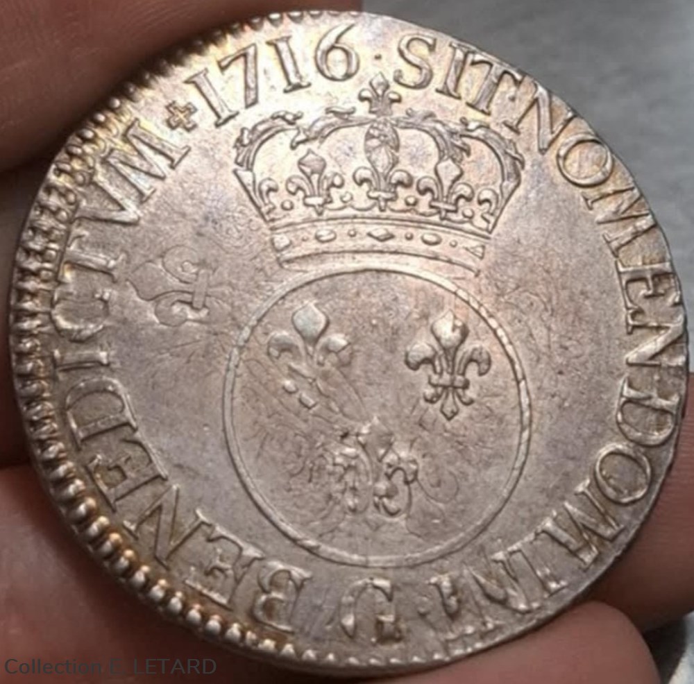 Ecu Vertugadin 1716 G monnaies europe medievale france royales ecu vertugadin 1716 g