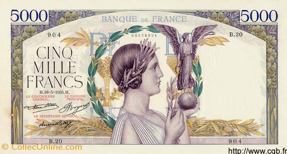 5000 Francs Victoire billets 5000 francs victoire