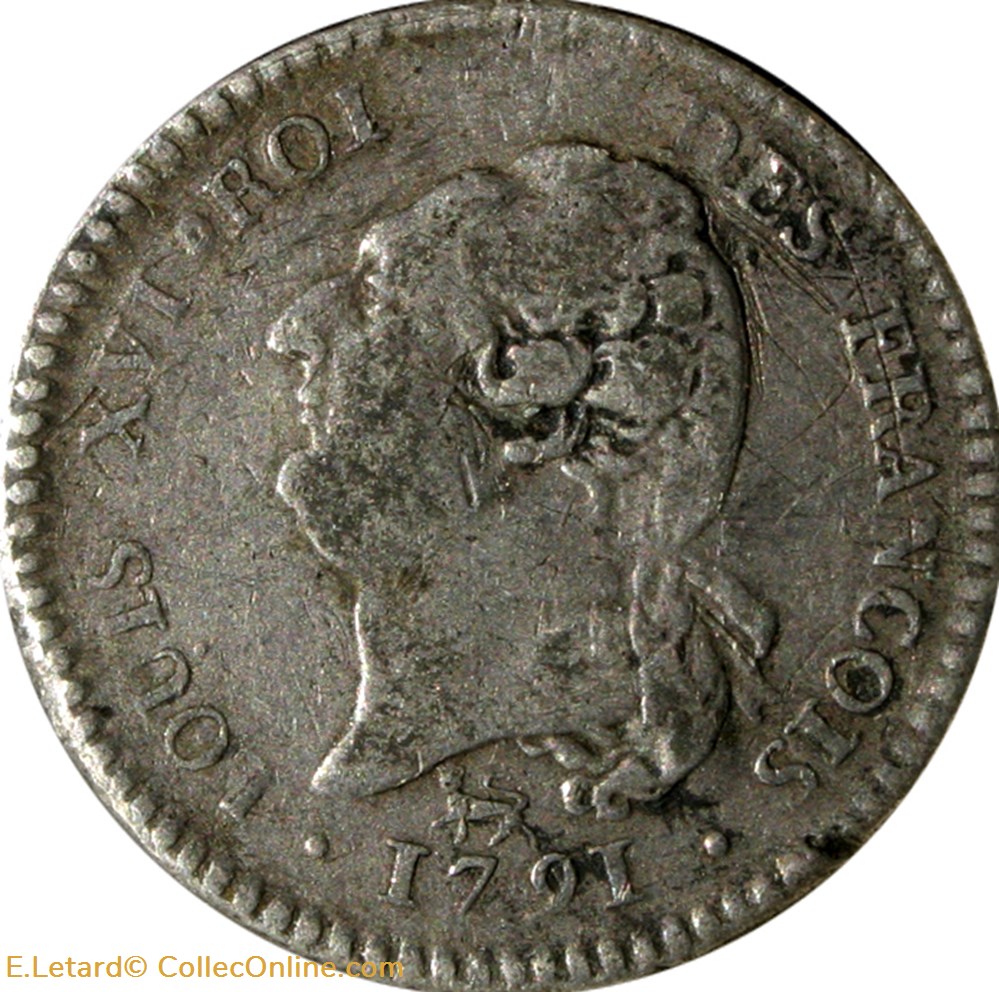Constitution - 15 Sols François 1791 *Paris monnaies monde france constitution 15 sols francois 1791 paris