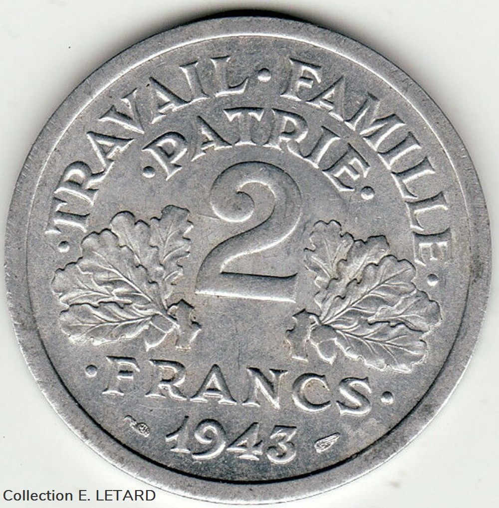 Deux Francs Francisque monnaies monde france deux francs francisque