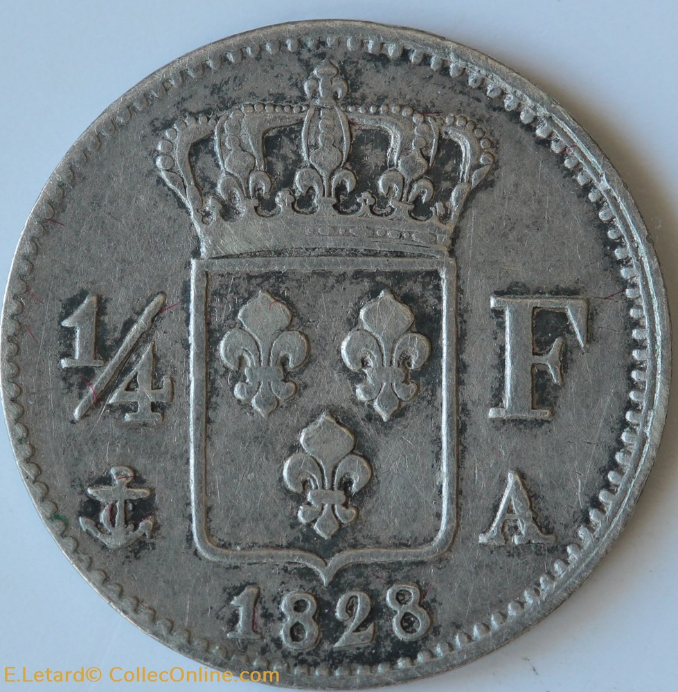Charles X - 1/4 Franc - 1828 A monnaies monde france charles x 1 4 franc 1828 a