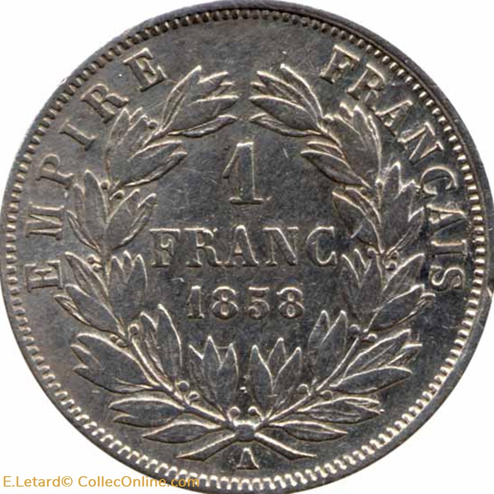 Napoléon III - 1 Franc Tête nue - 1853 A monnaies monde france napoleon iii 1 franc tete nue 1853 a