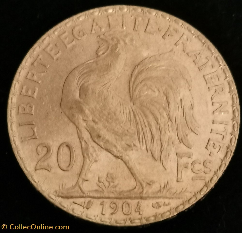 IIIème république - 20 francs Coq tranche Dieu monnaies monde france iiieme republique 20 francs coq tranche dieu