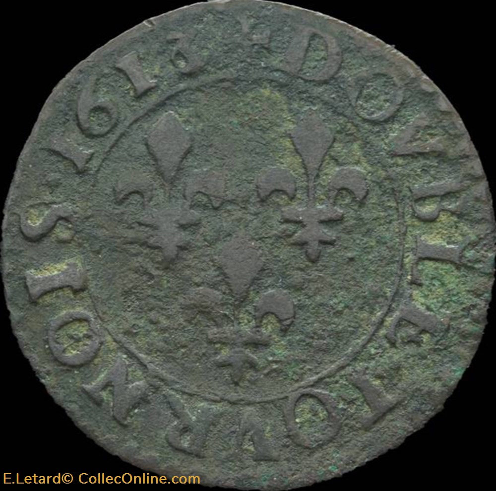 monnaies europe medievale france royales louis xiii double tournois de nantes type 2 1613 cgkl 378