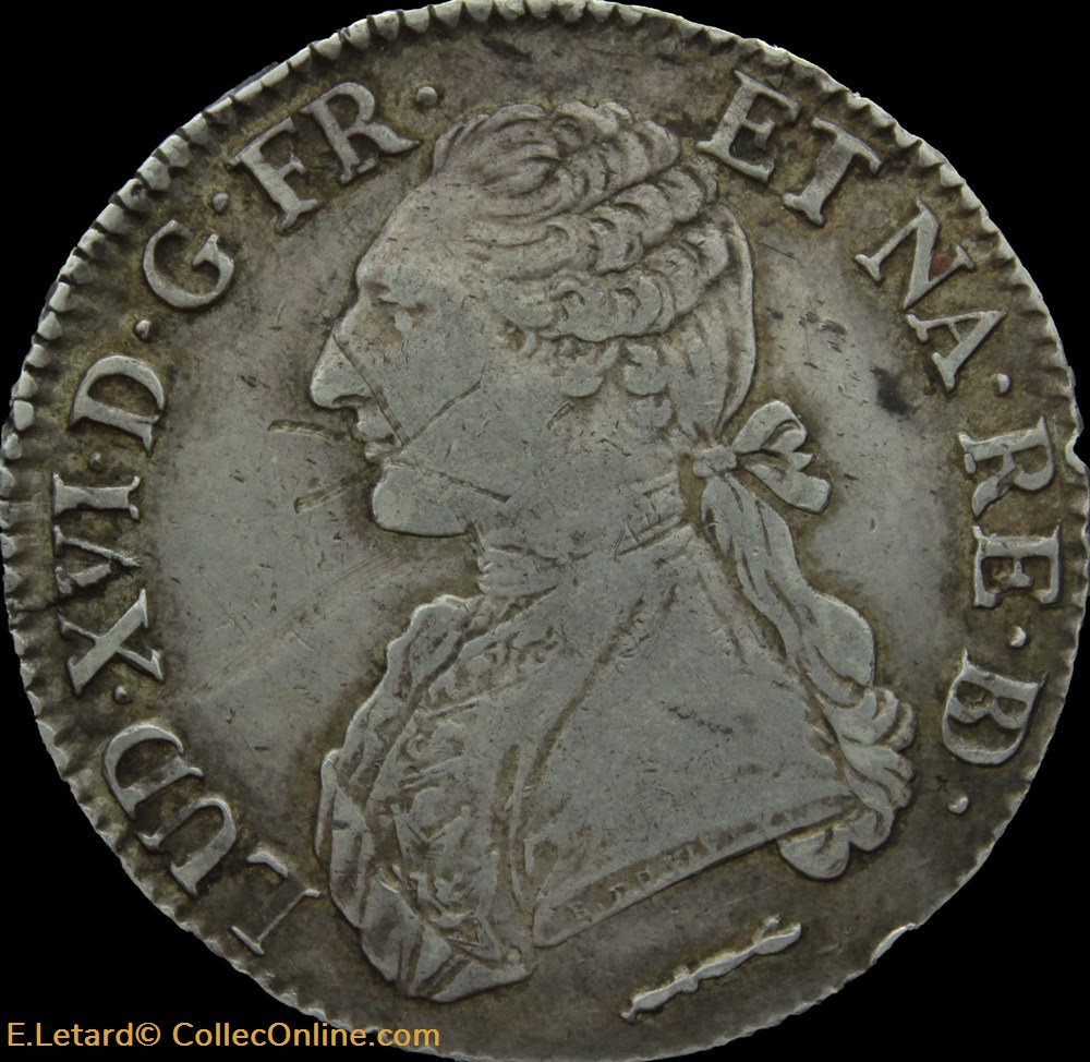 monnaies europe medievale france royales ecu aux lauriers 1784 pau