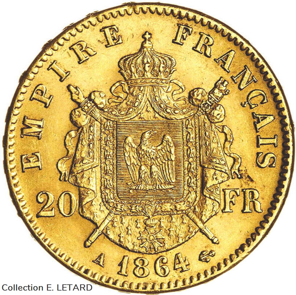 20 Francs Or - Tête Laurée - 1864 monnaies monde france 20 francs or tete lauree 1864