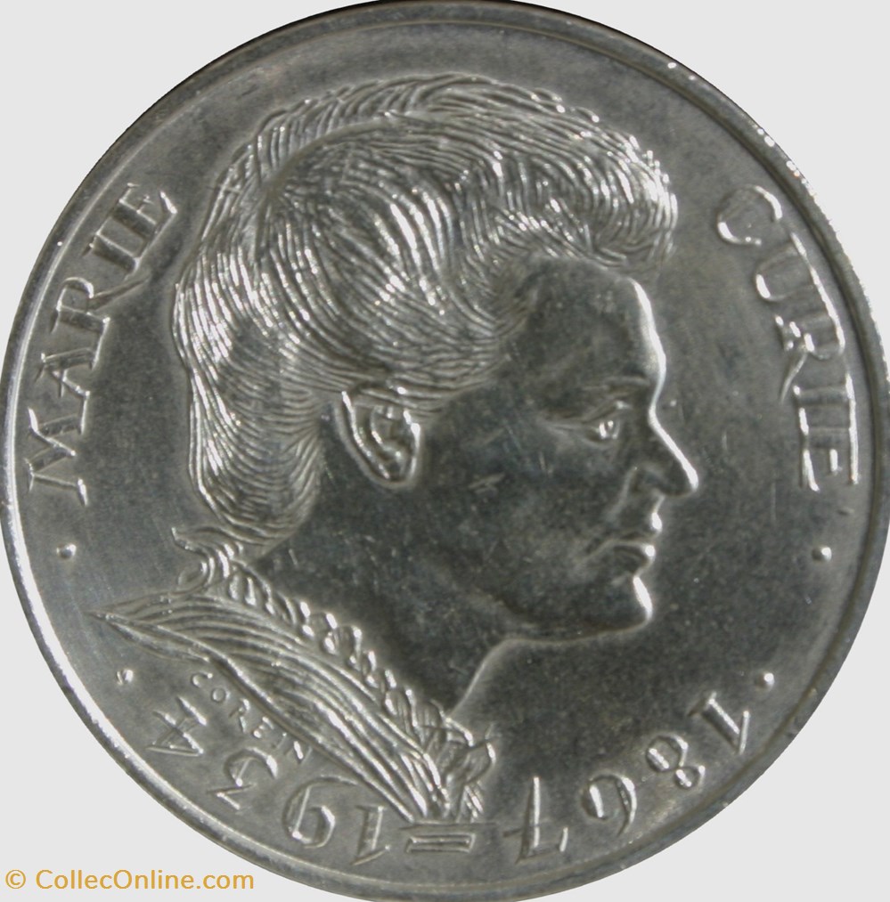 monnaies monde france cent francs curie