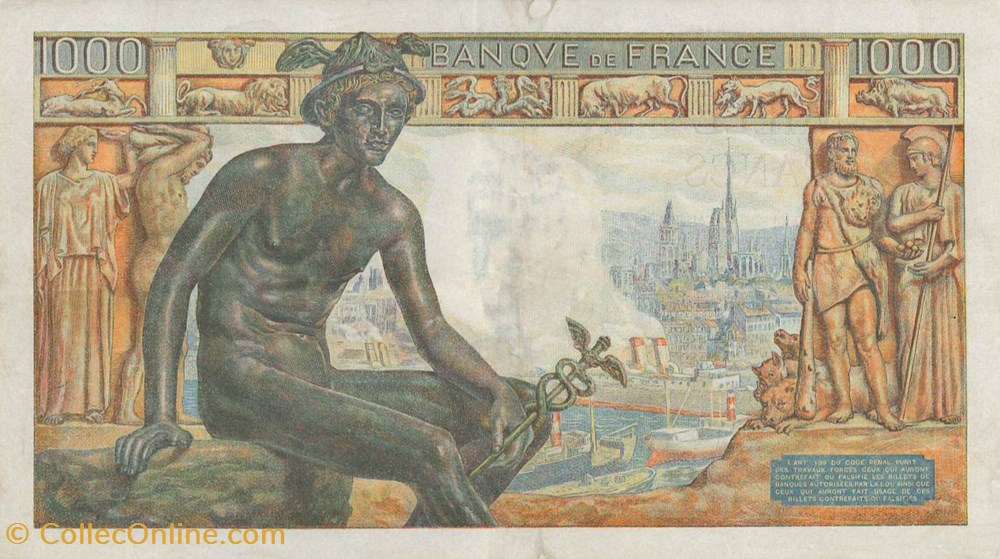 1000 Francs Déesse Déméter billets 1000 francs deesse demeter