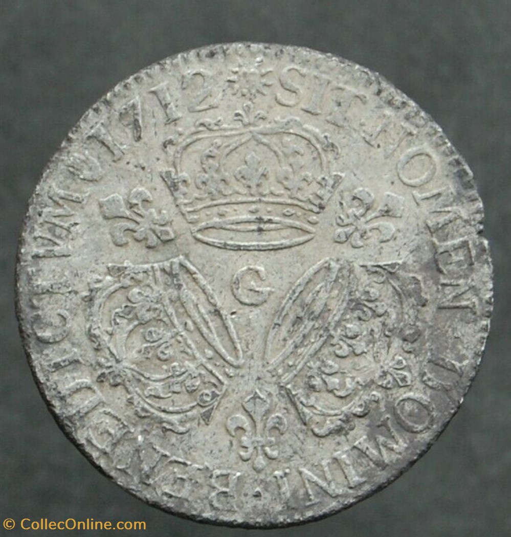 monnaies europe medievale france royales quart ecu aux trois couronnes 1712 g