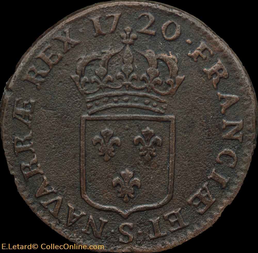monnaies europe medievale france royales sol au buste enfantin 1720 s