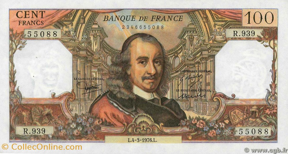 100 Francs Corneille billets 100 francs corneille