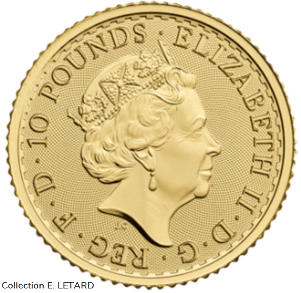 Angleterre - 10 Livres Britannia (1/10 Oz) Or 2022 monnaies angleterre 10 livres britannia 1 10 oz or 2022