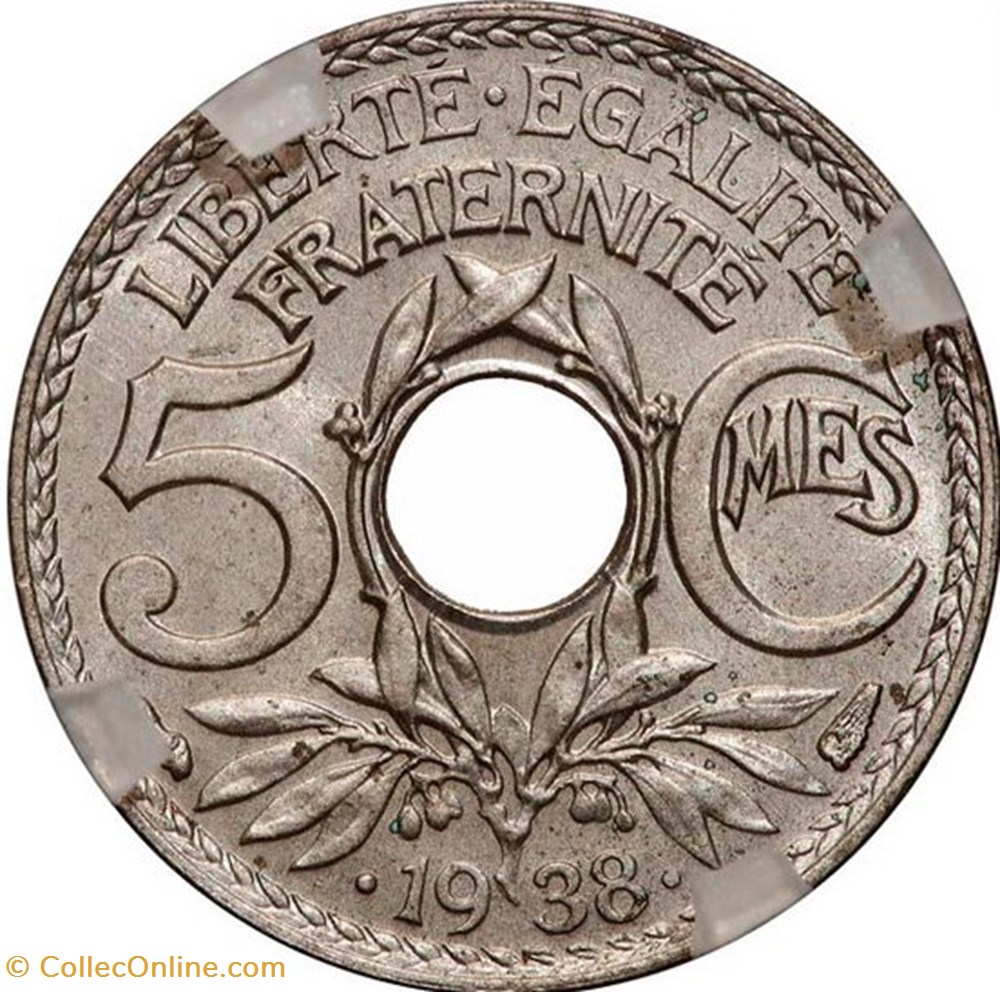 Cinq Centimes Lindauer Maillechort monnaies monde france cinq centimes lindauer maillechort