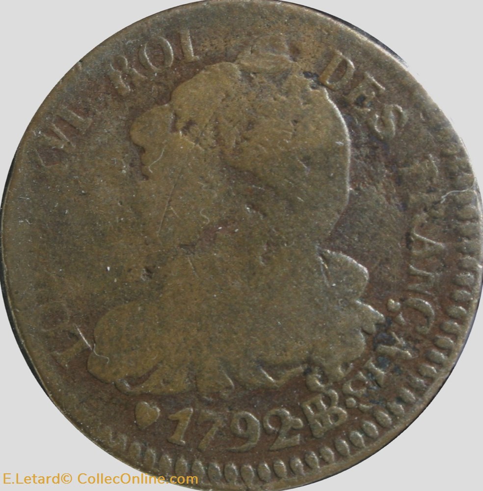 monnaies monde france constitution 6 deniers francais 1792 strasbourg