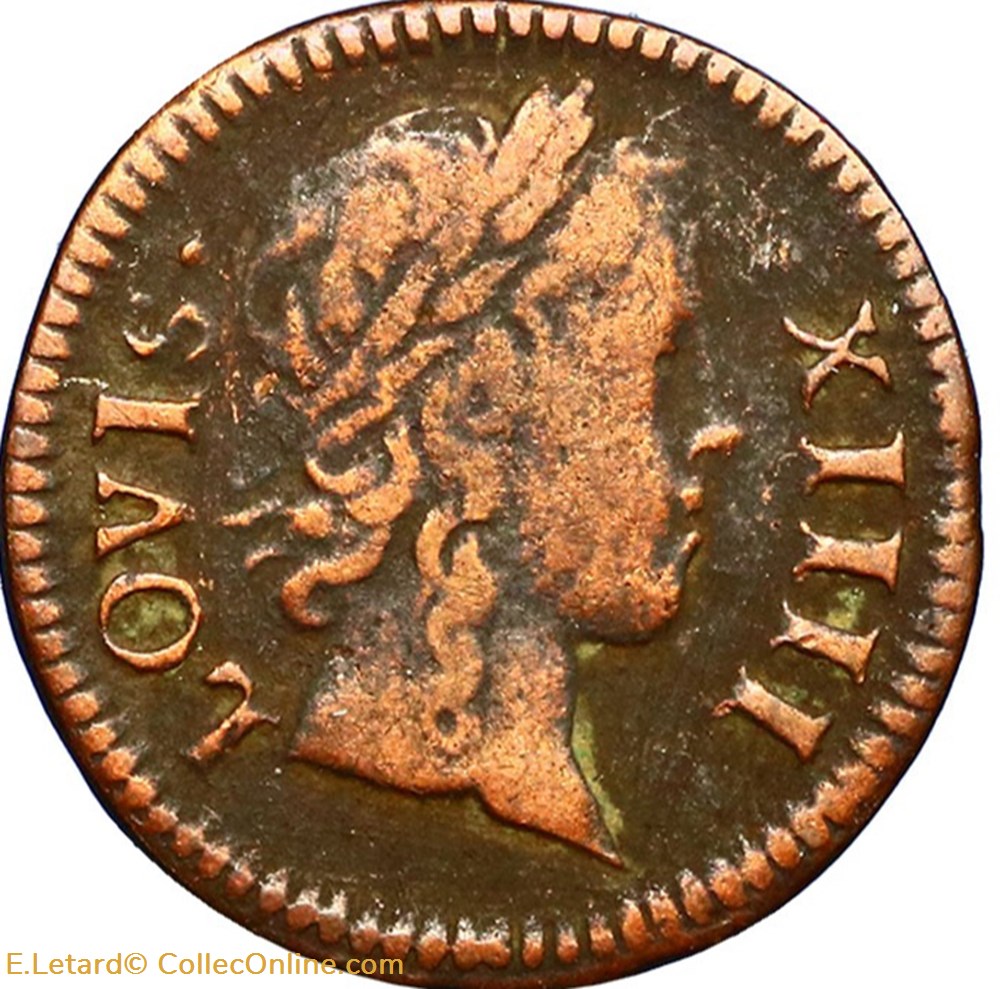 Denier Tournois 1649 A monnaies europe medievale france royales denier tournois 1649 a
