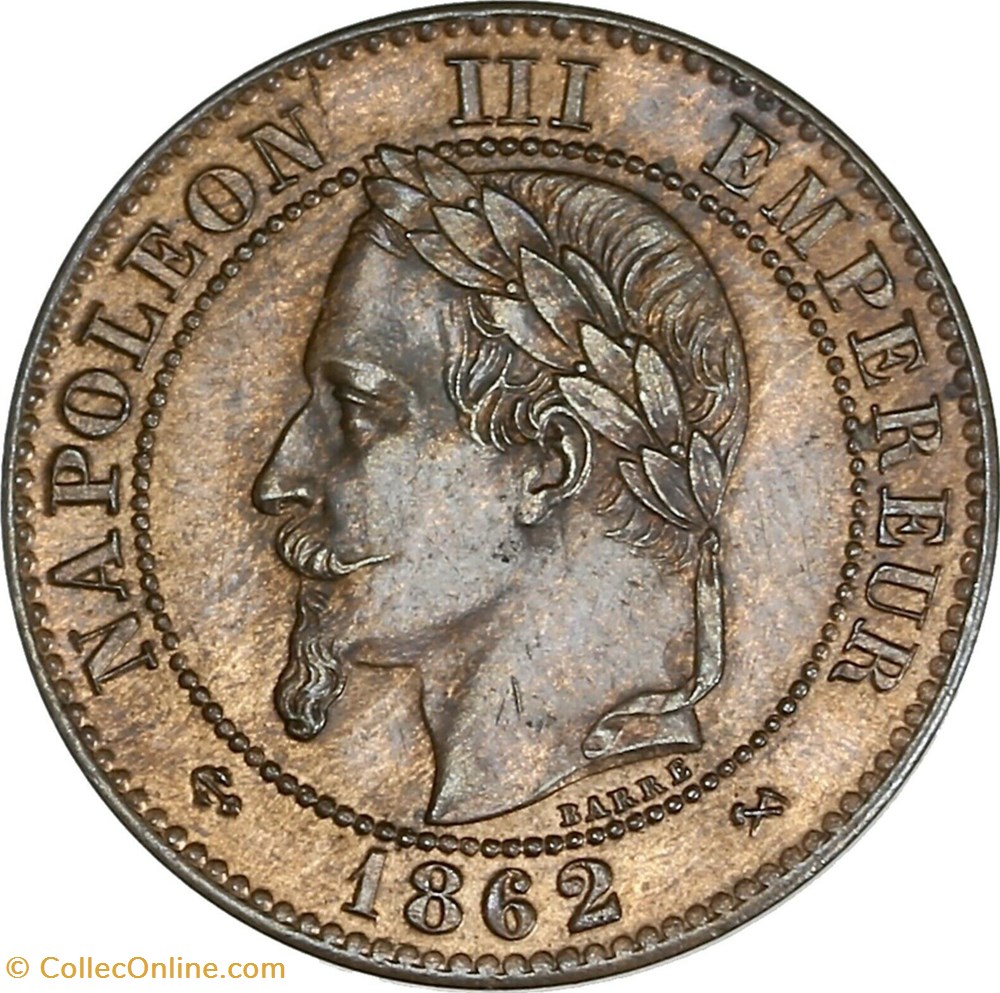 Deux Centimes - Tête Laurée - Buste définitif 1862 K monnaies monde france deux centimes tete lauree buste definitif 1862 k