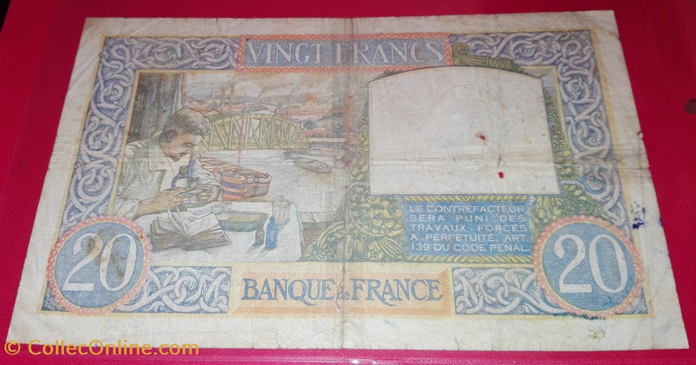 20 Francs Science et Travail billets 20 francs science et travail
