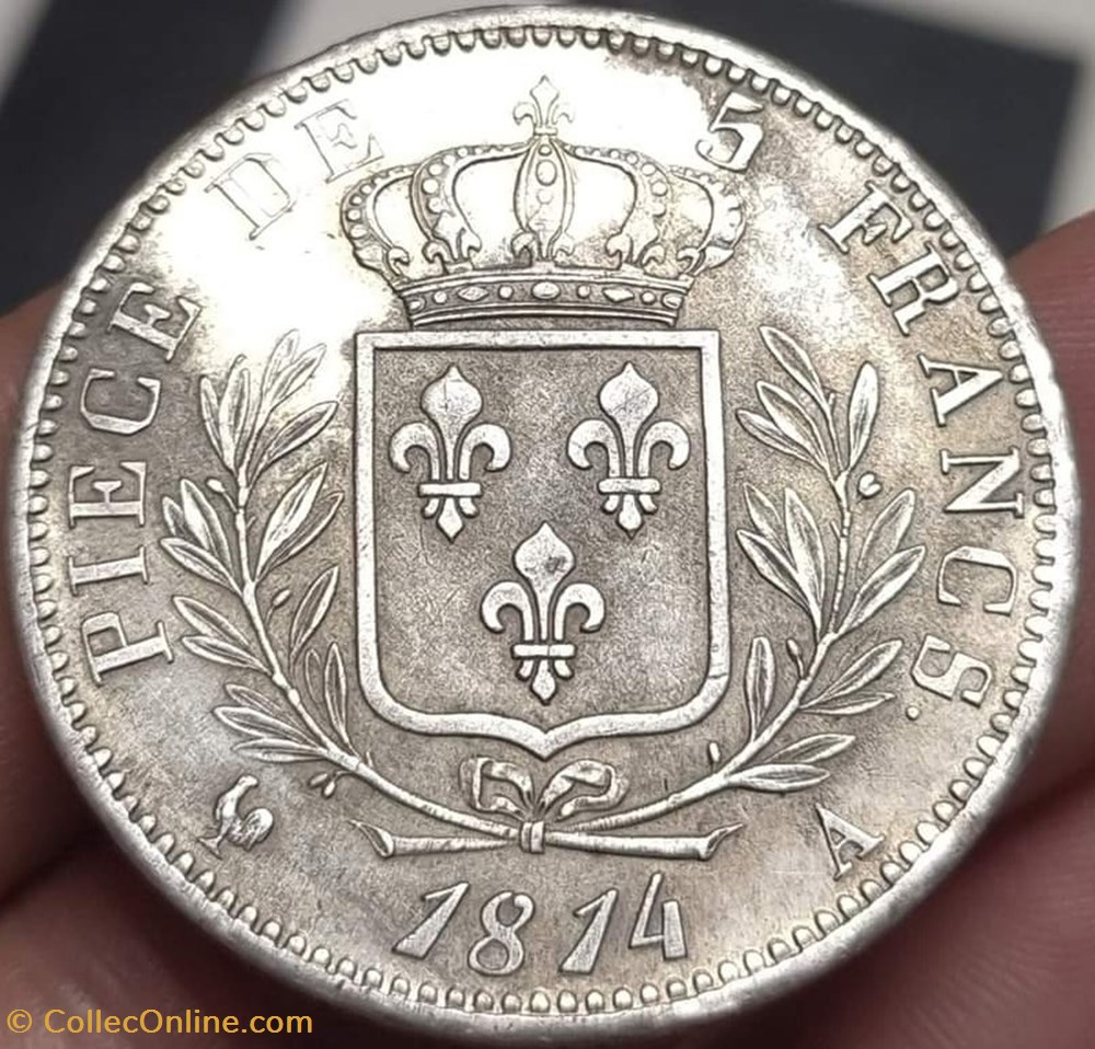 5 francs - 1814 A monnaies monde france 5 francs 1814 a