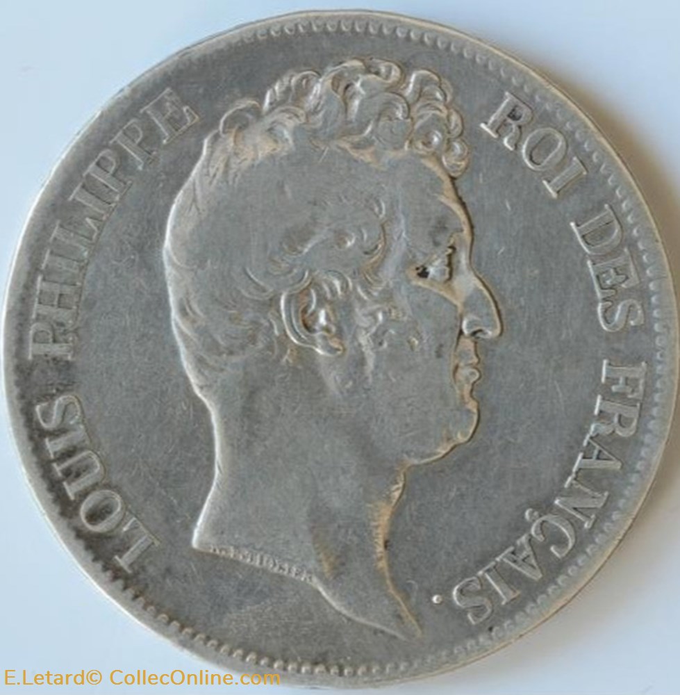 Louis-Philippe 1er - 5 Francs Tiolier sans I - 1830 W monnaies monde france louis philippe 1er 5 francs tiolier sans i 1830 w