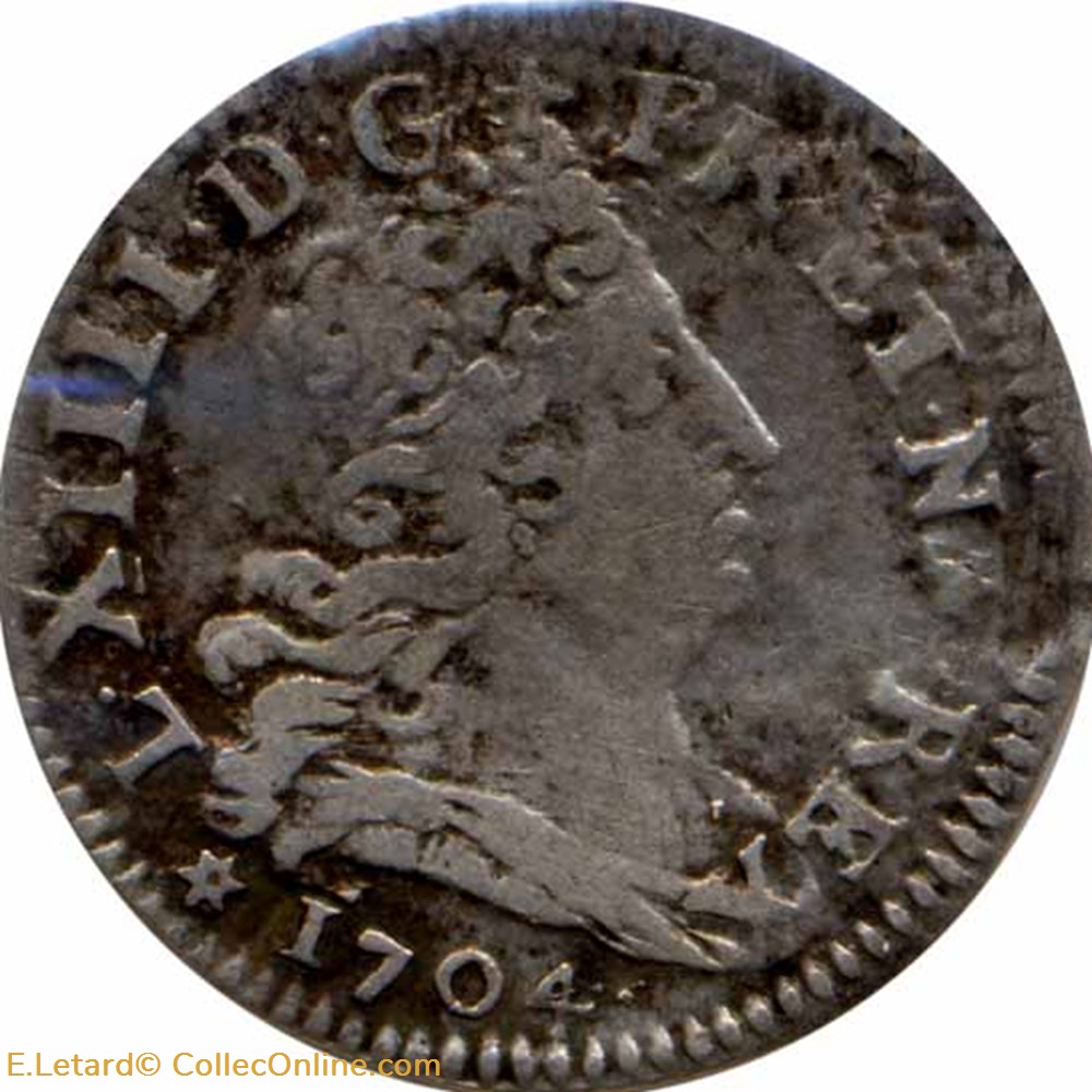 monnaies europe medievale france royales cinq sols aux insignes 1704 bb