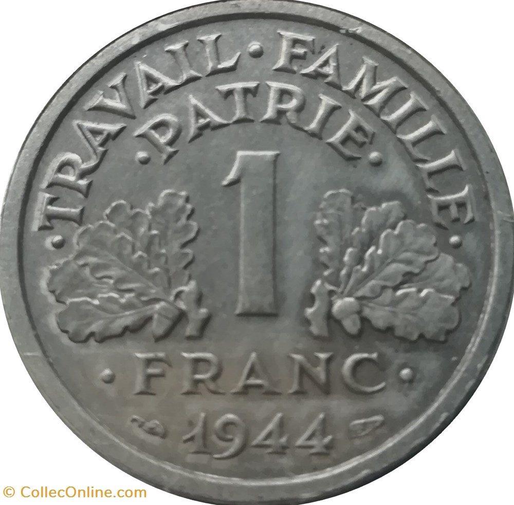 Un Franc Francisque lourde - 1944 monnaies monde france un franc francisque lourde 1944