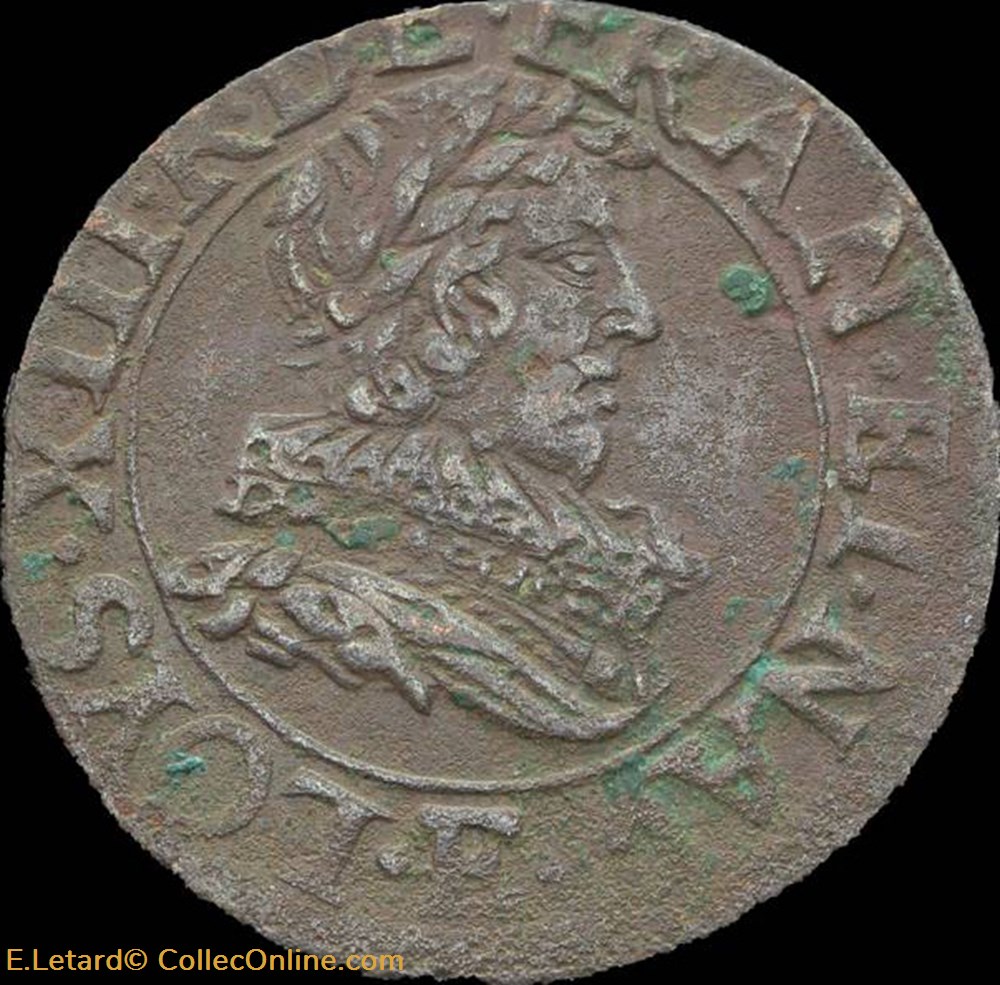 Louis XIII - Double Tournois de Tours Type 1 1632 - CGKL.440 monnaies europe medievale a france royales louis xiii double tournois de tours type 1 1632 cgkl 440