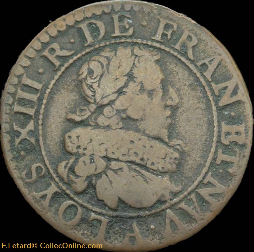 Louis XIII - Double Tournois de Paris Type 6 1629 - CGKL.396 monnaies europe medievale france royales louis xiii double tournois de paris type 6 1629 cgkl 396