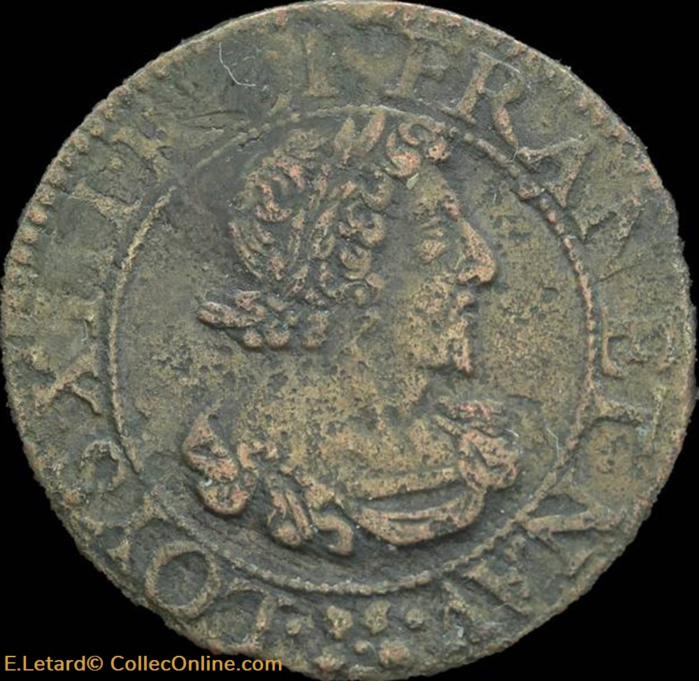 Louis XIII - Double Tournois de Troyes 1638 - CGKL.504 monnaies europe medievale a france royales louis xiii double tournois de troyes 1638 cgkl 504