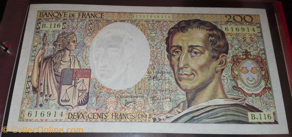 200 Francs Montesqieu billets 200 francs montesqieu