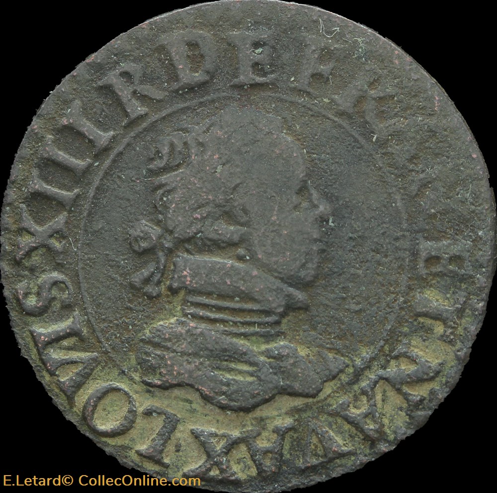 Louis XIII - Double Tournois d'Amiens Type 3 1616 - CGKL.266 monnaies europe medievale france royales louis xiii double tournois amiens type 3 1616 cgkl 266