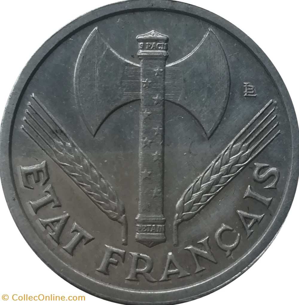 Un Franc Francisque lourde - 1944 monnaies monde france un franc francisque lourde 1944