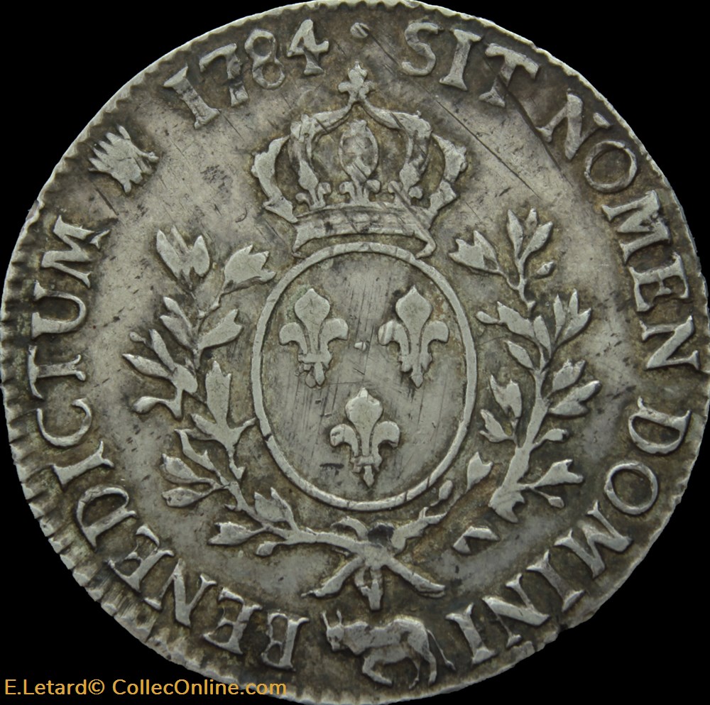 monnaies europe medievale france royales ecu aux lauriers 1784 pau