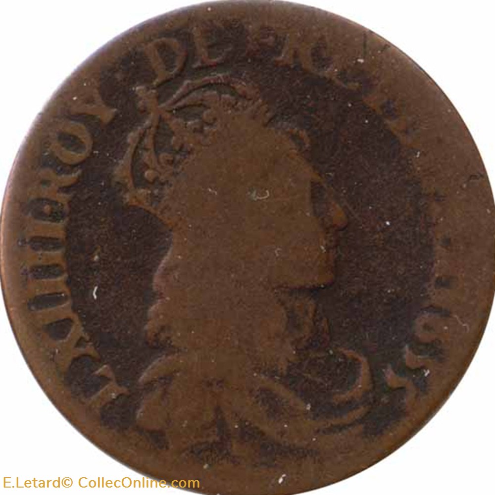Liard de France au buste juvénile 1655 A monnaies europe medievale royales liard de france au buste juvenile 1655 a