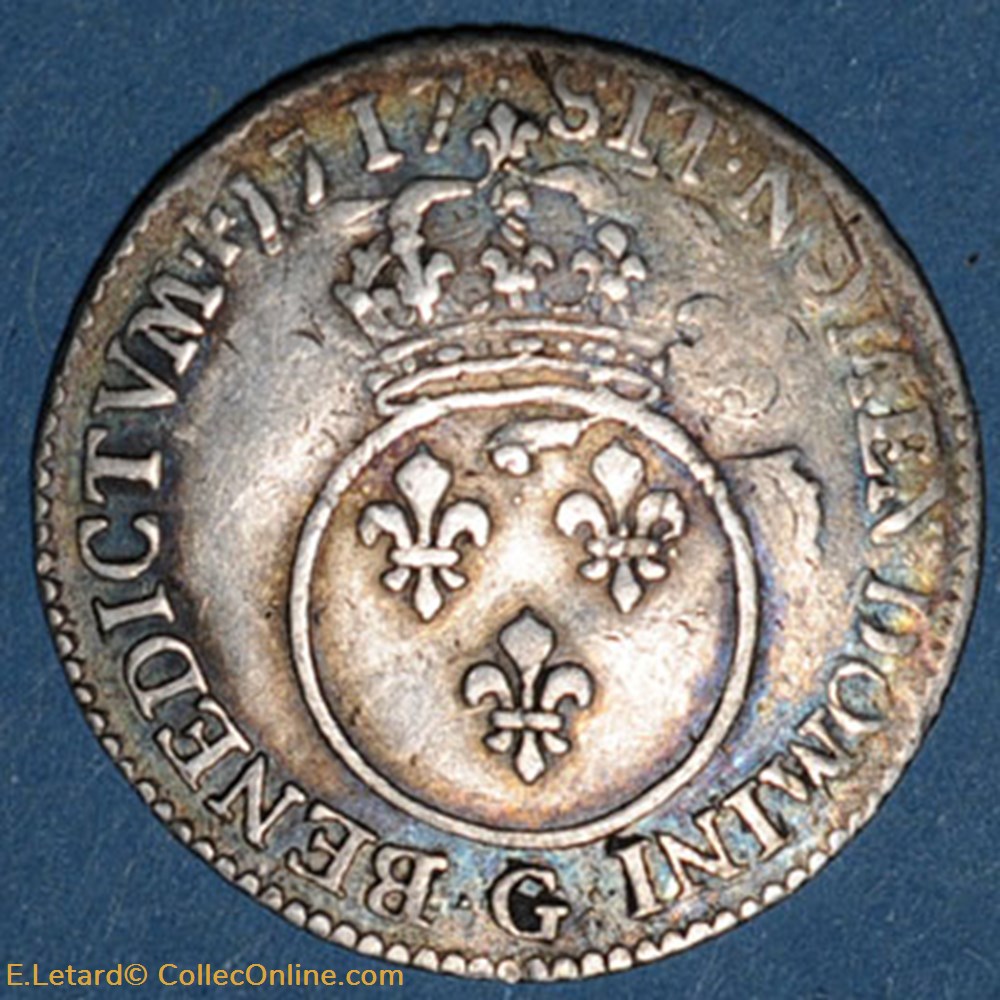 monnaies europe medievale france royales dixieme ecu vertugadin 1717 g
