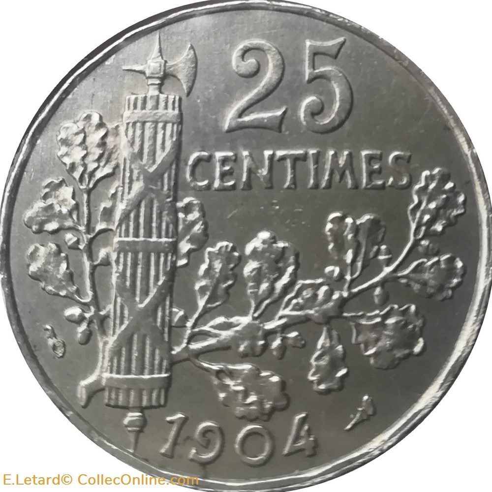 Vingt-Cinq Centimes Patey - Type 2 monnaies monde france vingt cinq centimes patey type 2