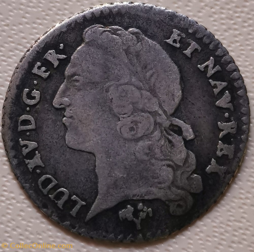 Vingtième d'écu au bandeau 1744 G monnaies europe medievale france royales vingtieme ecu au bandeau 1744 g