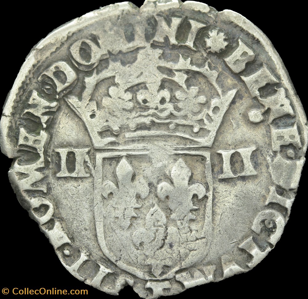 Quart d'Ecu à la croix de face - 1593 - Nantes monnaies europe medievale france royales quart ecu a la croix de face 1593 nantes