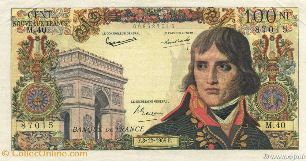 billets 100 nouveaux francs bonaparte