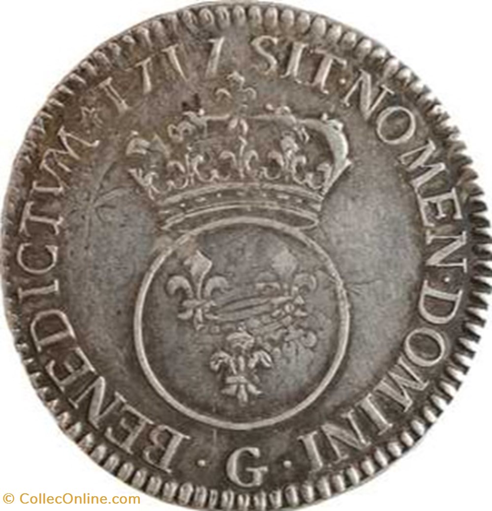 Demi-écu Vertugadin 1717 G monnaies europe medievale france royales demi ecu vertugadin 1717 g