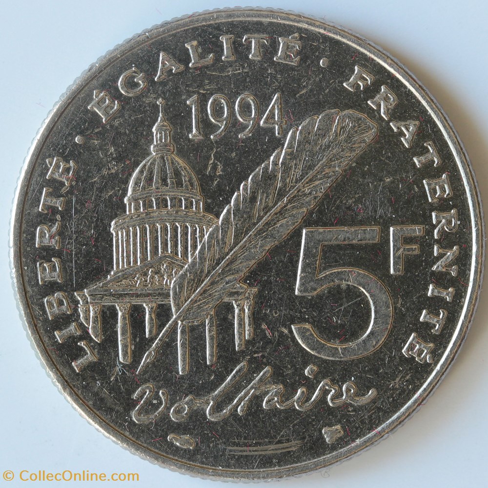 monnaies monde france cinq francs voltaire