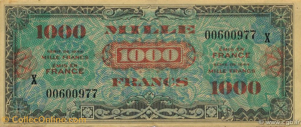 1000 Francs Drapeau billets 1000 francs drapeau